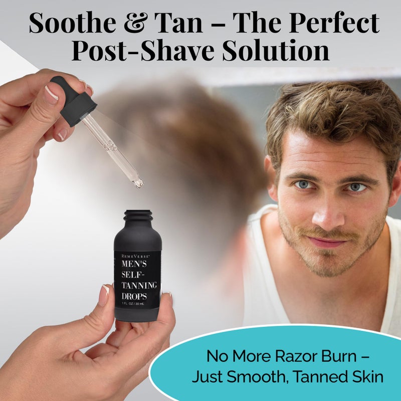 RemeVerse Men’s Self-Tanning Drops - Achieve Natural-Looking Even Skin Tone with Customizable Sunless Tanner for Men - Post-Shave Skin Protection - Ideal for All Skin Types and Tones - 1 oz - Image 3